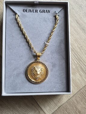 Gold Lion Medallion Necklace